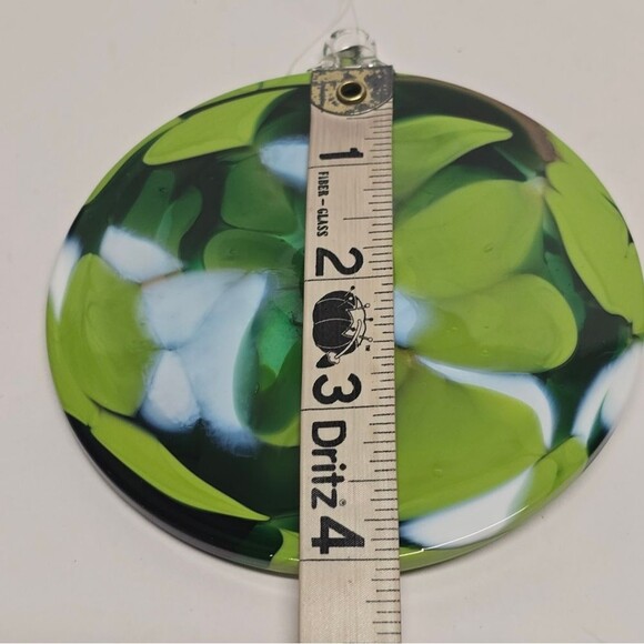 Hand-blown Green Flat Ornament Unique Art By Sternen Glass Germany - Picture 8 of 8
